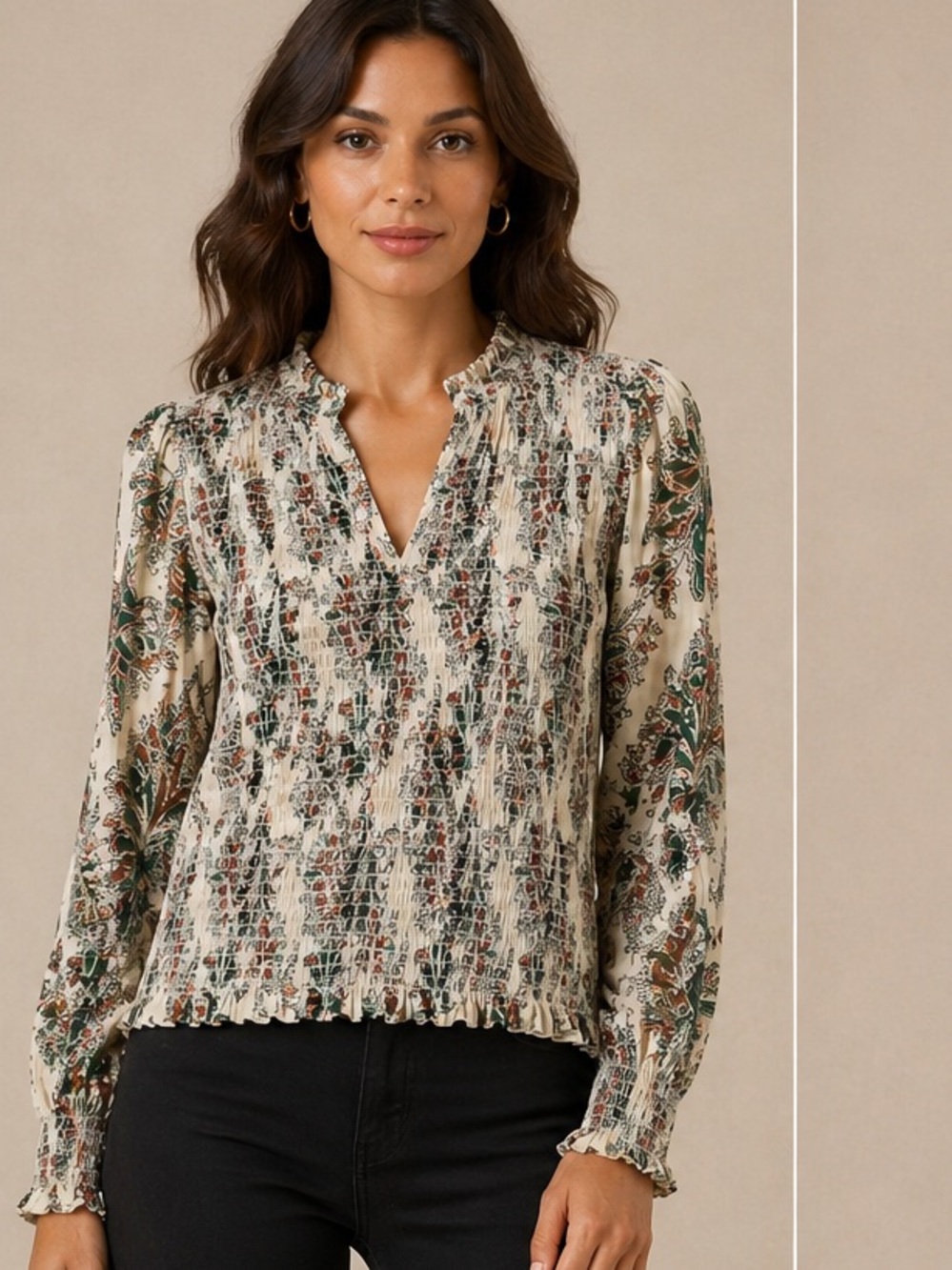 NWT Veronica Beard Kali Top Stone Multi Smocked Blouse Size 2